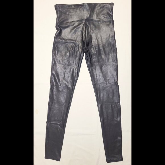 USED Women's Spanx by Sarah Blakely Black Faux Leather Leggings Size Large 2437 - Picture 5 of 17
